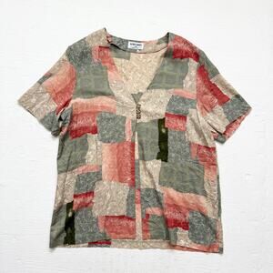 Reworked Vintage 90s Alfred Dunner Short Sleeve Cardigan, Size 18
